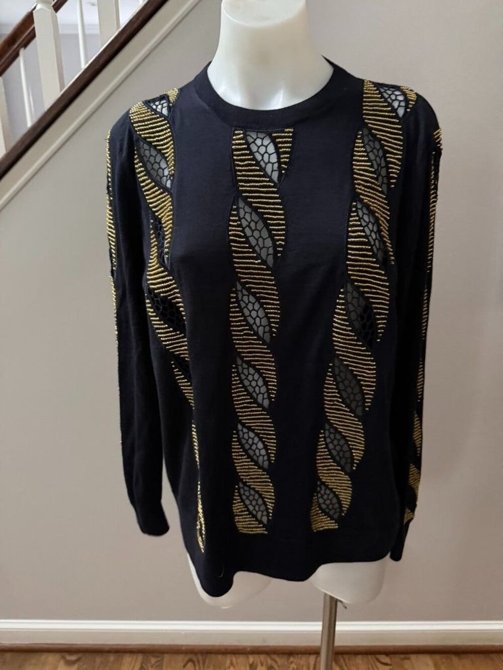 Dries Van Noten Gold Beaded Detail Sweater Size Medium